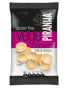 Piranha Chips Vege Crackers Salt & Vinegar Gluten Free 25g x 40