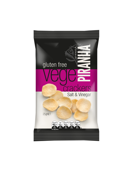Piranha Chips Vege Crackers Salt & Azijn Glutenvrij 25G x 40