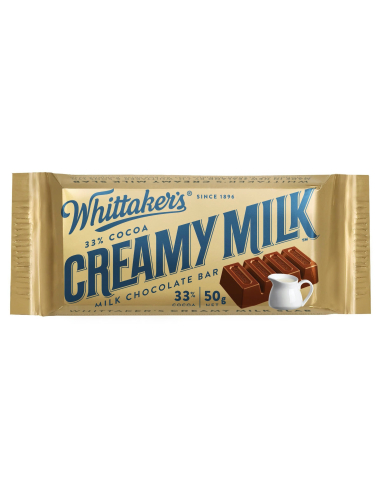 Talle de Whittaker au chocolat de lait crémeux 33% cacao 50g x 50