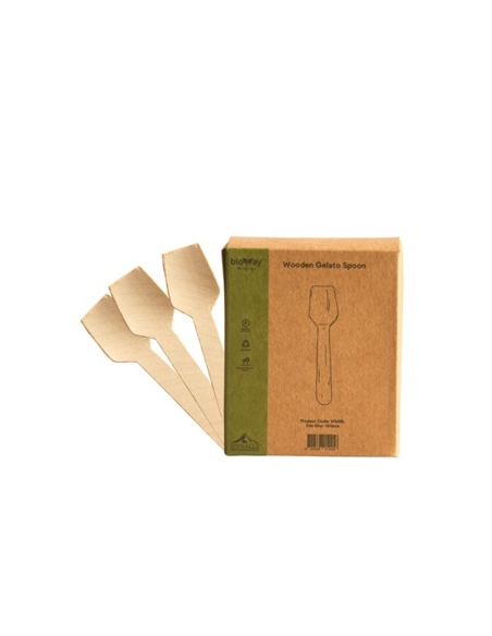 Bioway Houten lepel Gelato 95mm pak x 1000