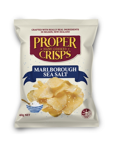 Proper Crisps Chips Marlborough Sea Salt 40g x 18