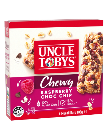Uncle Tobys Barrette di cereali muesli barra di lamponi patatine frizzanti di cioccolato 185g x 1