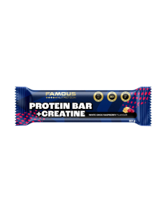 Słynny proteinowy bar + kreatyna biały choc malinowy 60g x 10