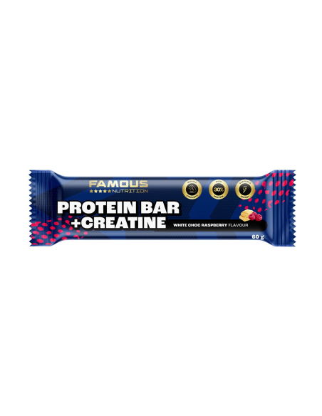 Famous Nutrition Protein Bar + Creatine White Choc Raspberry 60g x 10