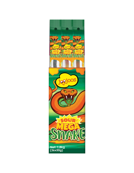 Joojoos Mega Sour Snakes Wrapped 50g x 36