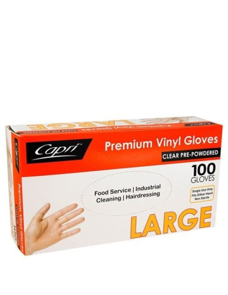 Capri Premium Vinyl Clear Große Handschuhe Vorbetriebene Packung x 1