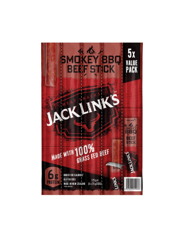 Jack Links Smokey Bbq Beef Sticks 5 Pack 125g x 12