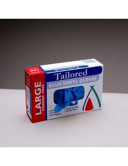 Tailored Gloves Vinyl Blue Large Powder Free 100 Pack X 10