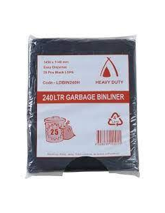Tailored 240 Ltr Heavy-duty Black Binliner 1450 by 1150mm Pack 25 x 4