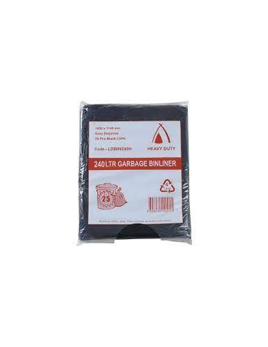 Tailored 240 Ltr Heavy-duty Black Binliner 1450 by 1150mm Pack 25 x 4