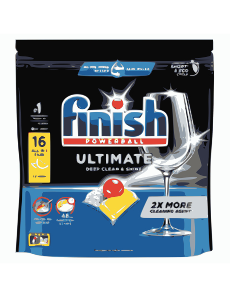 Finish Ultimate Auto Dishwash Tablets Lemon Sparkle 16 Pack x 1