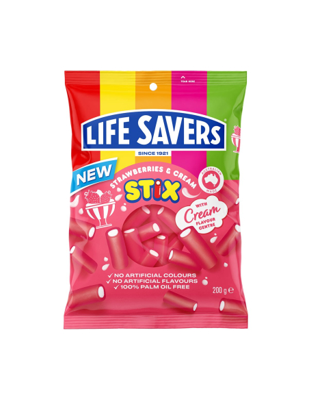 Lifesavers Stix Strawberries & Crème 200g x 12