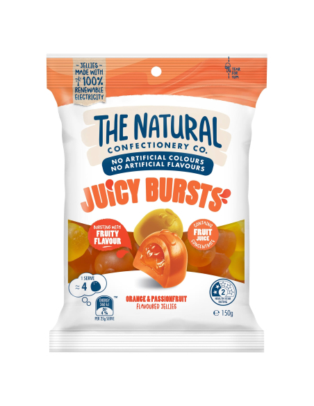 Natural Confectionery Co Jugoso ráfaga naranja Passionfruit 150g x 12