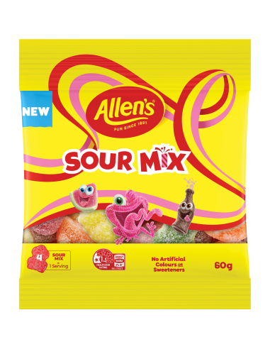 Allen's Confectionery Sour Mix 60g x 12
