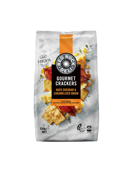 Red Rock Deli Aged Cheddar & Caramelyed Ui Gourmet Crackers 130G X 1