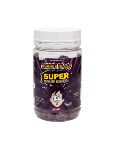 Bubble Blast Super Sour Grapes Candy 200g x 12