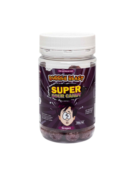 Bubble Blast Super Sour Grapes Candy 200g x 12
