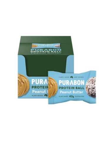 Bolas de proteínas de purabón Mantequilla de maní 43G x 12