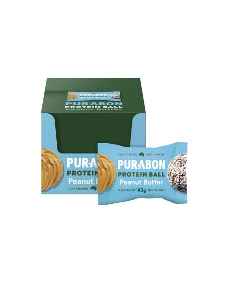 Bolas de proteínas de purabón Mantequilla de maní 43G x 12