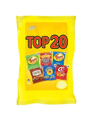 SnackAbrands Patata Fichas Multipack Top 20 375G x 1