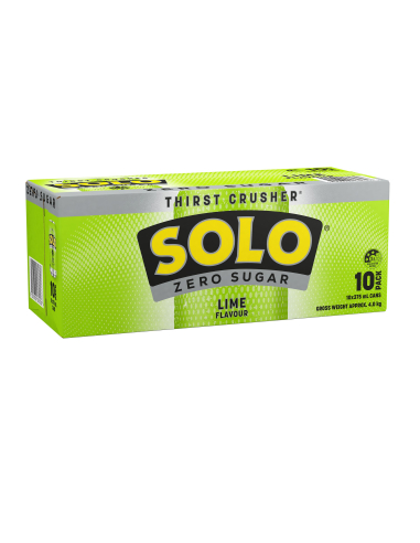 Solo Zero Sugar Lime Soft Drink 375ml x 10