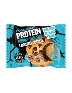 Cookie Man Protein Chunky Choc Chip Loaded Cookie With Hazelnut Filling 100g x 10