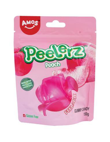 Amos Peelerz Peach Gummy Candy 150g x 14