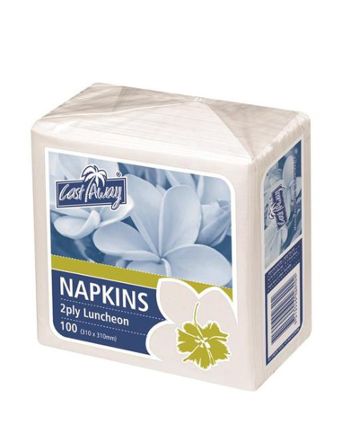 Cast Away Napkin 2ply Luncheon White Pack 100 x 1
