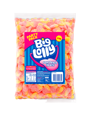 Big Lolly Sour Peach Hearts 2kg x 1