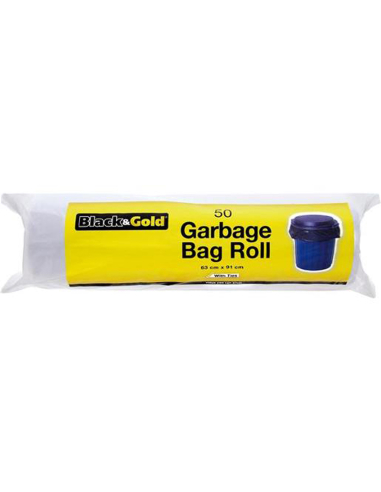 Black & Gold Garbage Bags Roll 63cm x 1