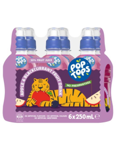 Pop Tops Apple & Black Currant Fruit Drink 6 by 250ml x 1