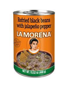 La Morena Refried Black Beans with Jalapeno 440g x 1