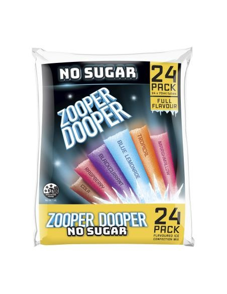 Zooper Dooper Ice Blocks Cordial No Sugar 70ml x 24
