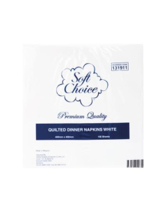 Soft Choice Napkins Quilted Dinner White 1/4 Fold 100 Pack x 1