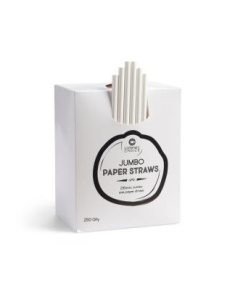 Caterers Choice Straws Paper White Jumbo 250 Pack x 1