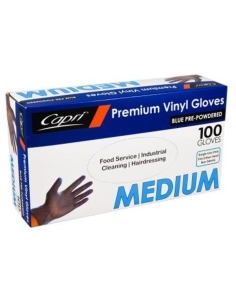 Capri Gloves Vinyl Medium Blue Powdered 100 Pack x 1