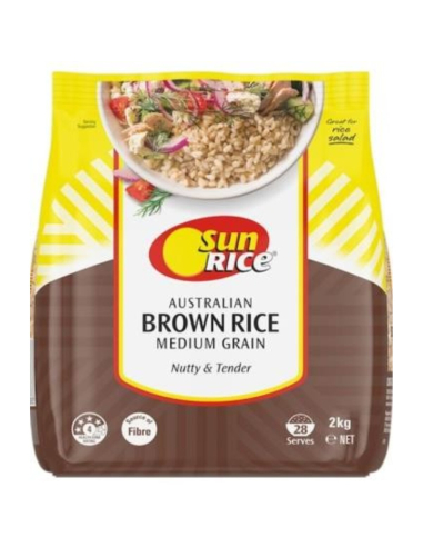 Sunrice Rice Brown Medium Grain 2kg x 1