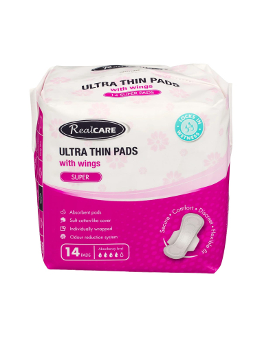 Real Care Ultra Thin Pads Super Wing 14 Pack x 1