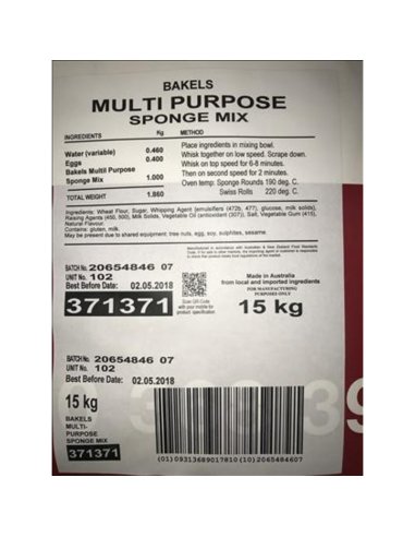 Bakels Sponge Mix Multipurpose 15kg x 1