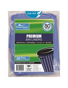 Cast Away Bin Liners Premium Blue 50 Pack 72-80 Litres 810 by 900 mm Pack x 10